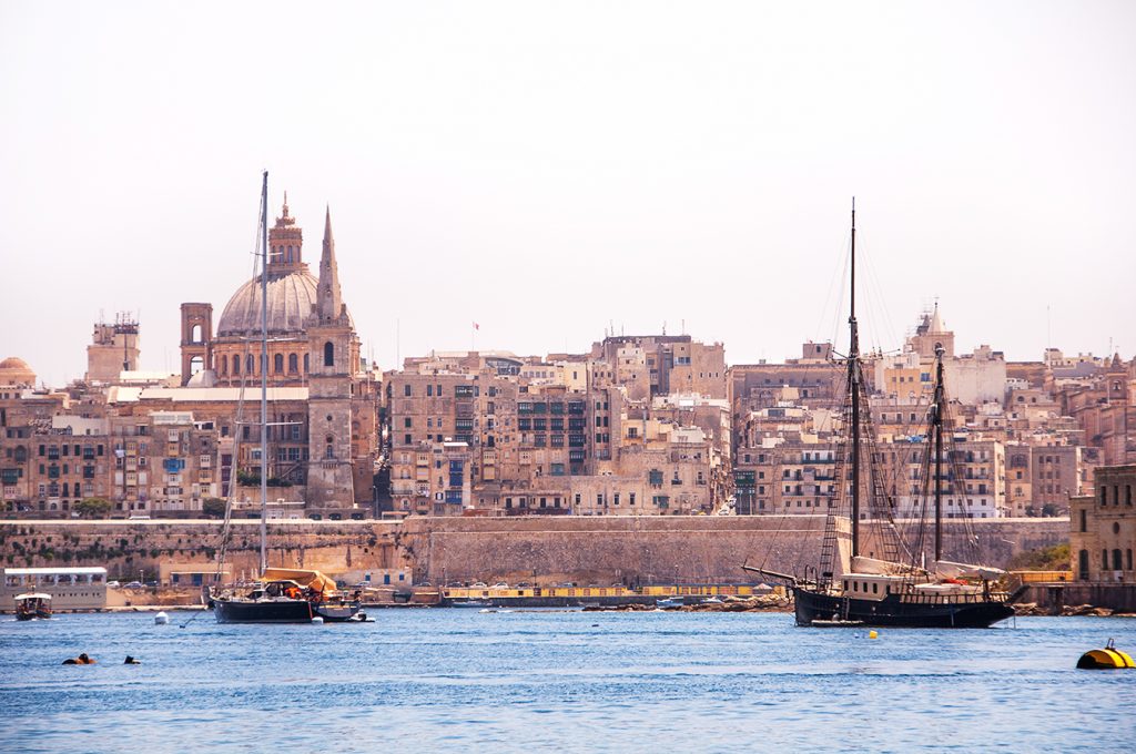 malta island valetta bay ship sea mediterranean