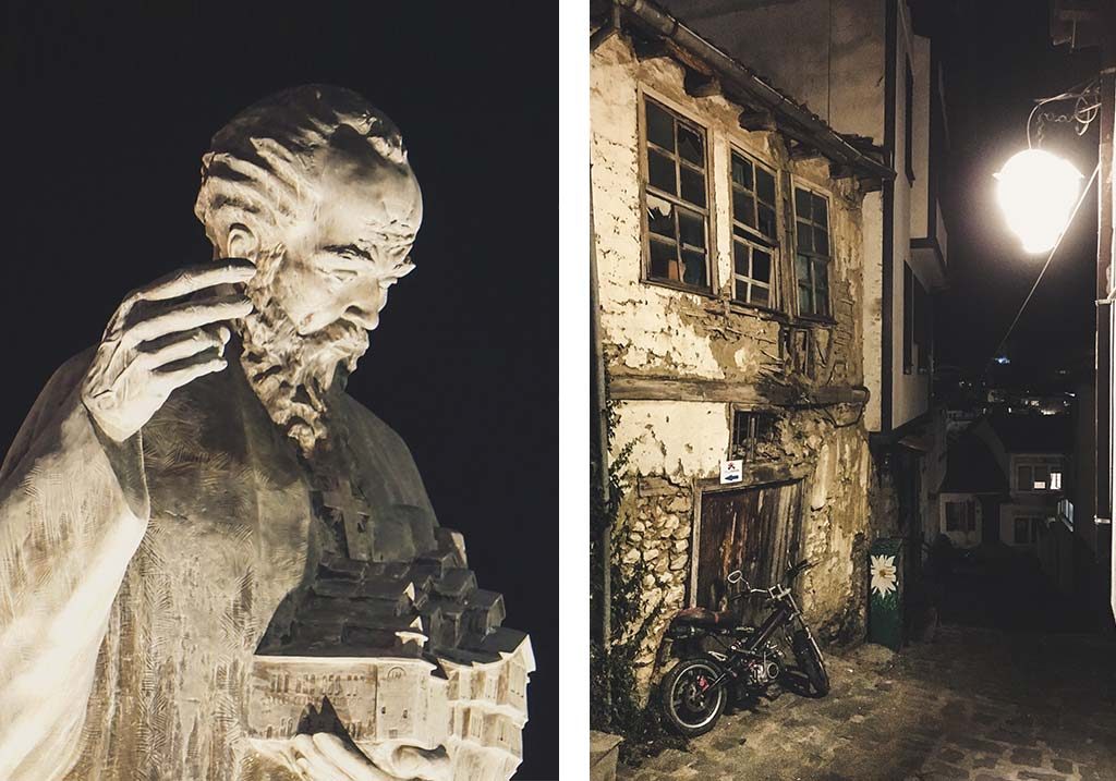 miasto ochryda nocą