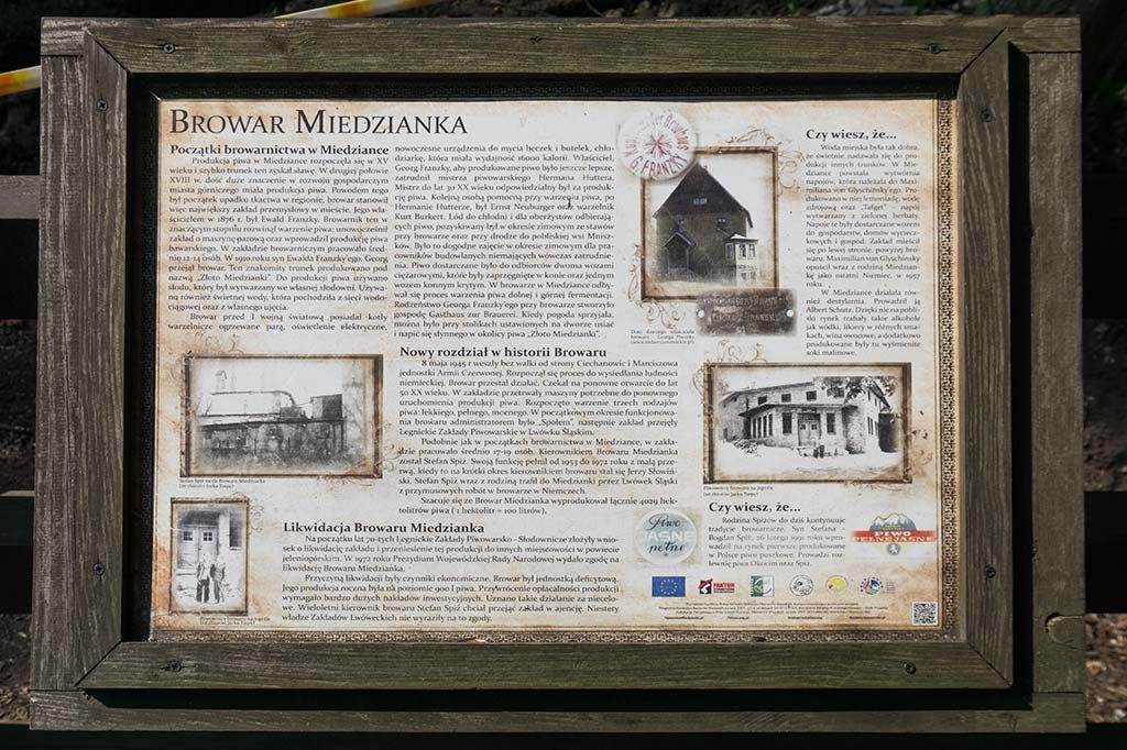 tablica z historią Browaru Miedzianka