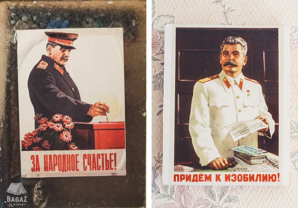 podobizny józefa stalina na ścianach retro hostelu w kiszyniowie