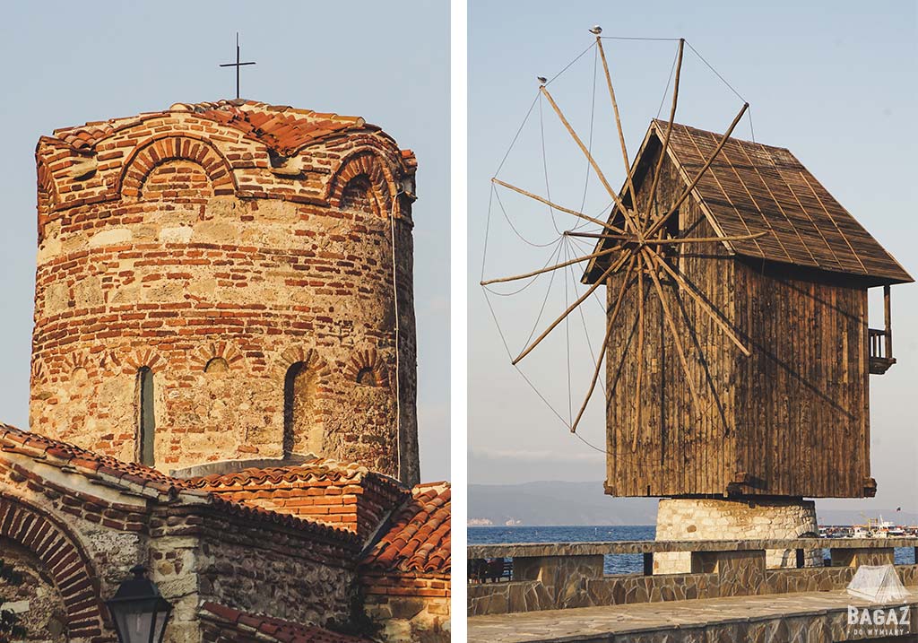 stary wiatrak i kościół w Nessebar